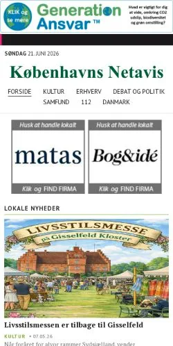 Podgląd witryny Københavns Netavis, medium z kraju Dania do artykułów sponsorowanych
