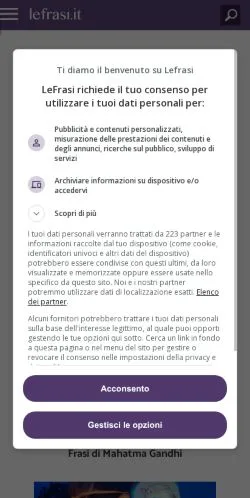 Anteprima del sito Le Frasi, media di Italia per articoli sponsorizzati