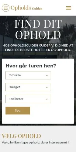 Anteprima del sito Opholdsguiden, media di Danimarca per articoli sponsorizzati
