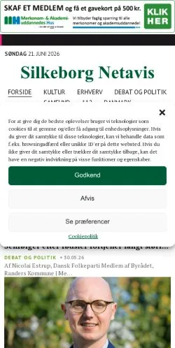 Vista previa del sitio Silkeborg Netavis, medio de Dinamarca para artículos patrocinados