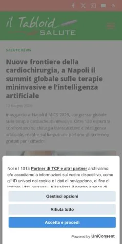 Podgląd witryny Il Tabloid Salute, medium z kraju Włochy do artykułów sponsorowanych