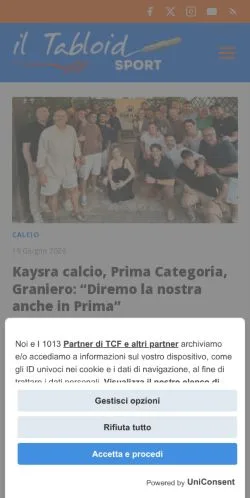Podgląd witryny Il Tabloid Sport, medium z kraju Włochy do artykułów sponsorowanych