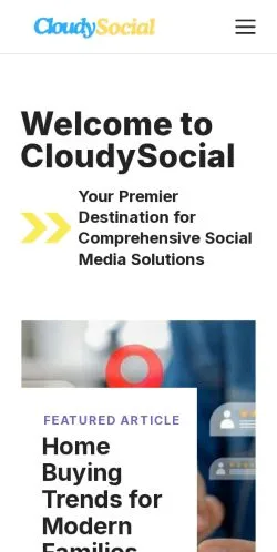 Pré-visualização do site Cloudy Social, meio de Estados Unidos para artigos patrocinados