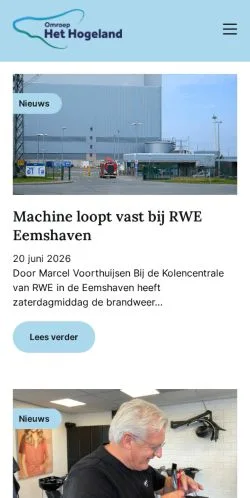 Anteprima del sito Omroep Het Hogeland -, media di Paesi Bassi per articoli sponsorizzati