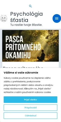 Anteprima del sito Psychológia Šťastia, media di Slovacchia per articoli sponsorizzati