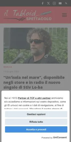 Anteprima del sito Il Tabloid Spettacolo, media di Italia per articoli sponsorizzati