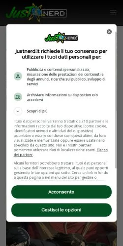 Anteprima del sito Justnerd, media di Italia per articoli sponsorizzati