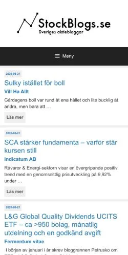 Anteprima del sito StockBlogs, media di Svezia per articoli sponsorizzati