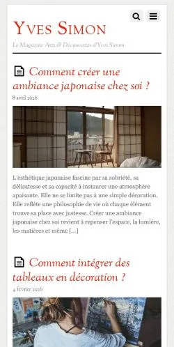 Aperçu du site Yves Simon Arts & Découvertes, média de France pour articles sponsorisés