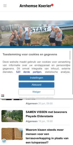 스폰서 기사용 네덜란드 매체 Arnhemse Koerier 사이트 미리보기
