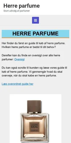 Anteprima del sito Herre Parfume, media di Danimarca per articoli sponsorizzati