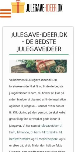 Anteprima del sito Julegaveideer, media di Danimarca per articoli sponsorizzati
