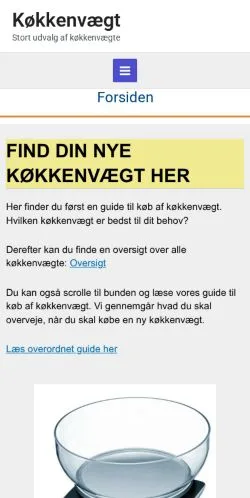 Anteprima del sito køkkenvægte, media di Danimarca per articoli sponsorizzati