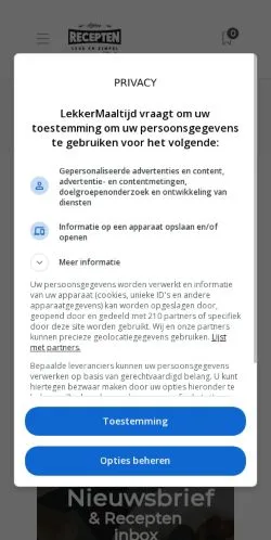 Anteprima del sito Lekkeremaaltijd, media di Paesi Bassi per articoli sponsorizzati
