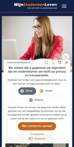 Anteprima del sito Mijn Studentenleven, media di Paesi Bassi per articoli sponsorizzati