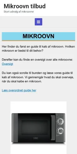 Podgląd witryny Mikroovn Tilbud, medium z kraju Dania do artykułów sponsorowanych