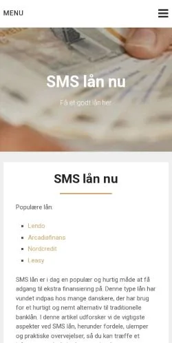 Anteprima del sito sms-lån-nu, media di Danimarca per articoli sponsorizzati