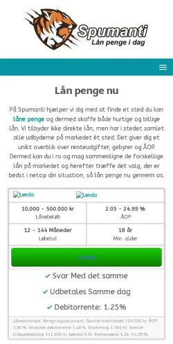 Anteprima del sito Lån Penge Nu, media di Danimarca per articoli sponsorizzati