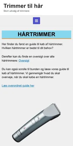 Pré-visualização do site Trimmer Til Hår, meio de Dinamarca para artigos patrocinados