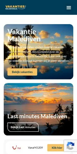 Anteprima del sito VakantiesMalediven, media di Paesi Bassi per articoli sponsorizzati