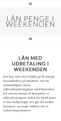Aperçu du site Weekendlån, média de Danemark pour articles sponsorisés