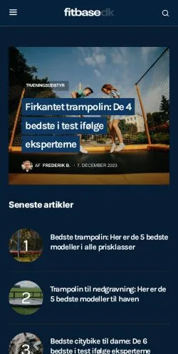 Forhåndsvisning av nettstedet Fitbase, medium fra Danmark for sponsede artikler
