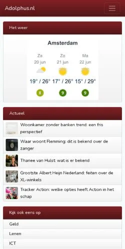 スポンサード記事向けのオランダメディア、Adolphus Startpaginaのサイトプレビュー