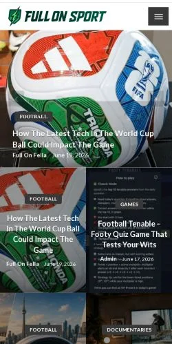 Podgląd witryny Full on Sport, medium z kraju Wielka Brytania do artykułów sponsorowanych