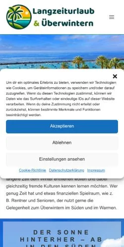 Vista previa del sitio Langzeiturlaub Überwintern, medio de Alemania para artículos patrocinados