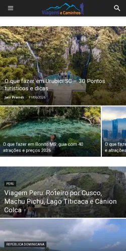 Podgląd witryny Viagens e Caminhos, medium z kraju Brazylia do artykułów sponsorowanych