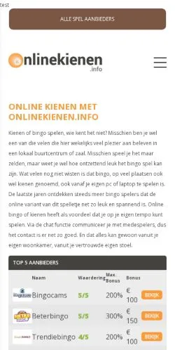 Anteprima del sito Online Kienen, media di Paesi Bassi per articoli sponsorizzati