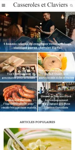 Pré-visualização do site Casseroles et Claviers, meio de França para artigos patrocinados