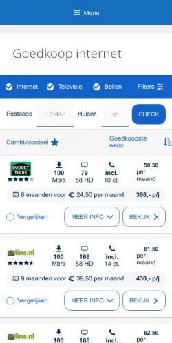 Anteprima del sito Internet Vergelijken Goedkoopste, media di Paesi Bassi per articoli sponsorizzati