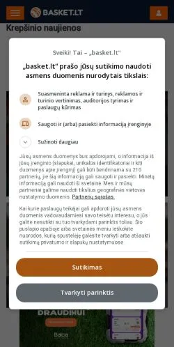 Preview of the Basket website, a media outlet in Lithuania for sponsored articles