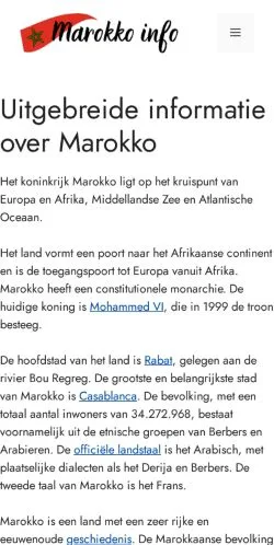 Anteprima del sito Marokko Info, media di Paesi Bassi per articoli sponsorizzati
