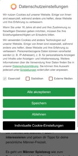 Anteprima del sito Männer Freizeit, media di Germania per articoli sponsorizzati