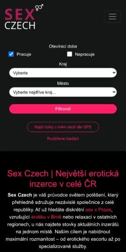 Vista previa del sitio Sex Czech, medio de Chequia para artículos patrocinados