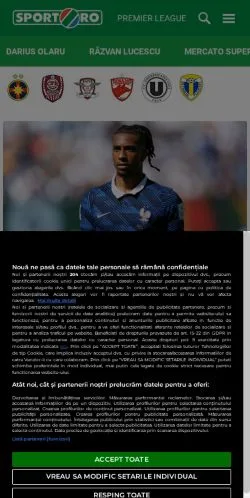 Anteprima del sito Sport, media di Romania per articoli sponsorizzati