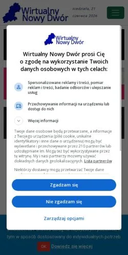 Anteprima del sito Wirtualny Nowy Dwór, media di Polonia per articoli sponsorizzati