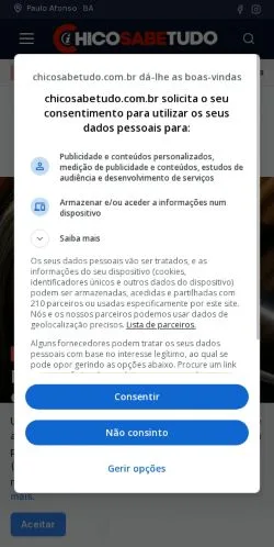 스폰서 기사용 브라질 매체 ChicoSabeTudo 사이트 미리보기