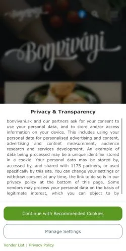 Anteprima del sito Bonviváni • poctivé domáce recepty, media di Slovacchia per articoli sponsorizzati
