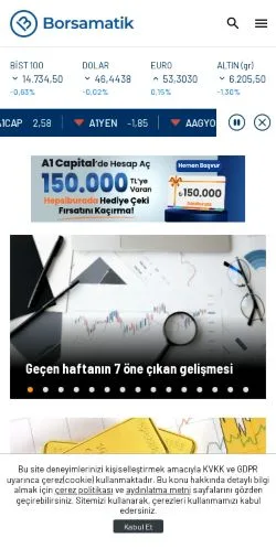 Anteprima del sito Borsamatik, media di Turchia per articoli sponsorizzati