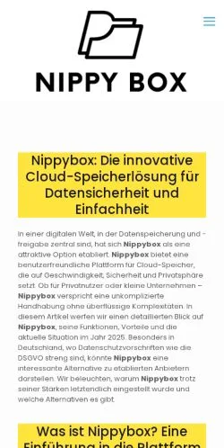Forhåndsvisning av nettstedet Nippybox, medium fra Tyskland for sponsede artikler