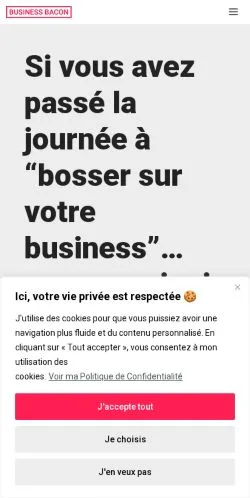 Anteprima del sito Business Bacon, media di Francia per articoli sponsorizzati