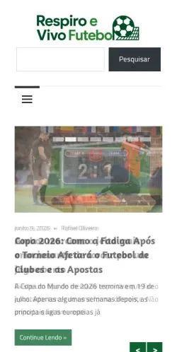 Podgląd witryny Respiro E Vivo Futebol, medium z kraju Brazylia do artykułów sponsorowanych