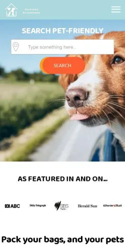 스폰서 기사용 오스트레일리아 매체 Pet Friendly Accommodation 사이트 미리보기