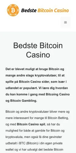 Podgląd witryny Bedste Bitcoin Casinoer, medium z kraju Dania do artykułów sponsorowanych