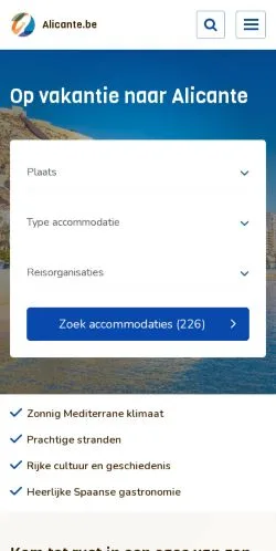 Podgląd witryny Alicante Vakantie, medium z kraju Belgia do artykułów sponsorowanych