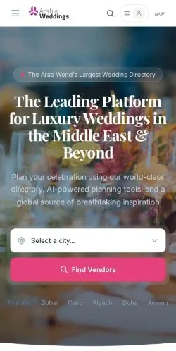 Anteprima del sito Arabia Weddings, media di Stati Uniti per articoli sponsorizzati
