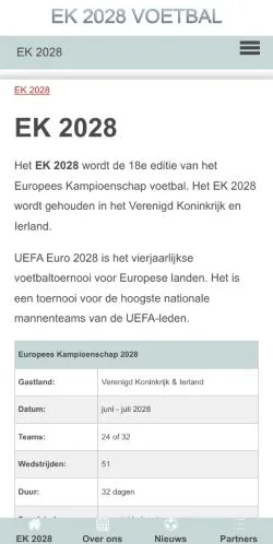 Anteprima del sito EK 2028 Voetbal, media di Paesi Bassi per articoli sponsorizzati